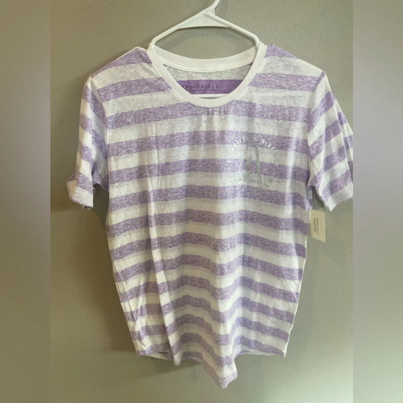 AEROPOSTALE Color Block Purple Stripes Logo Casual T Shirt Size Large NWT - Picture 3 of 10
